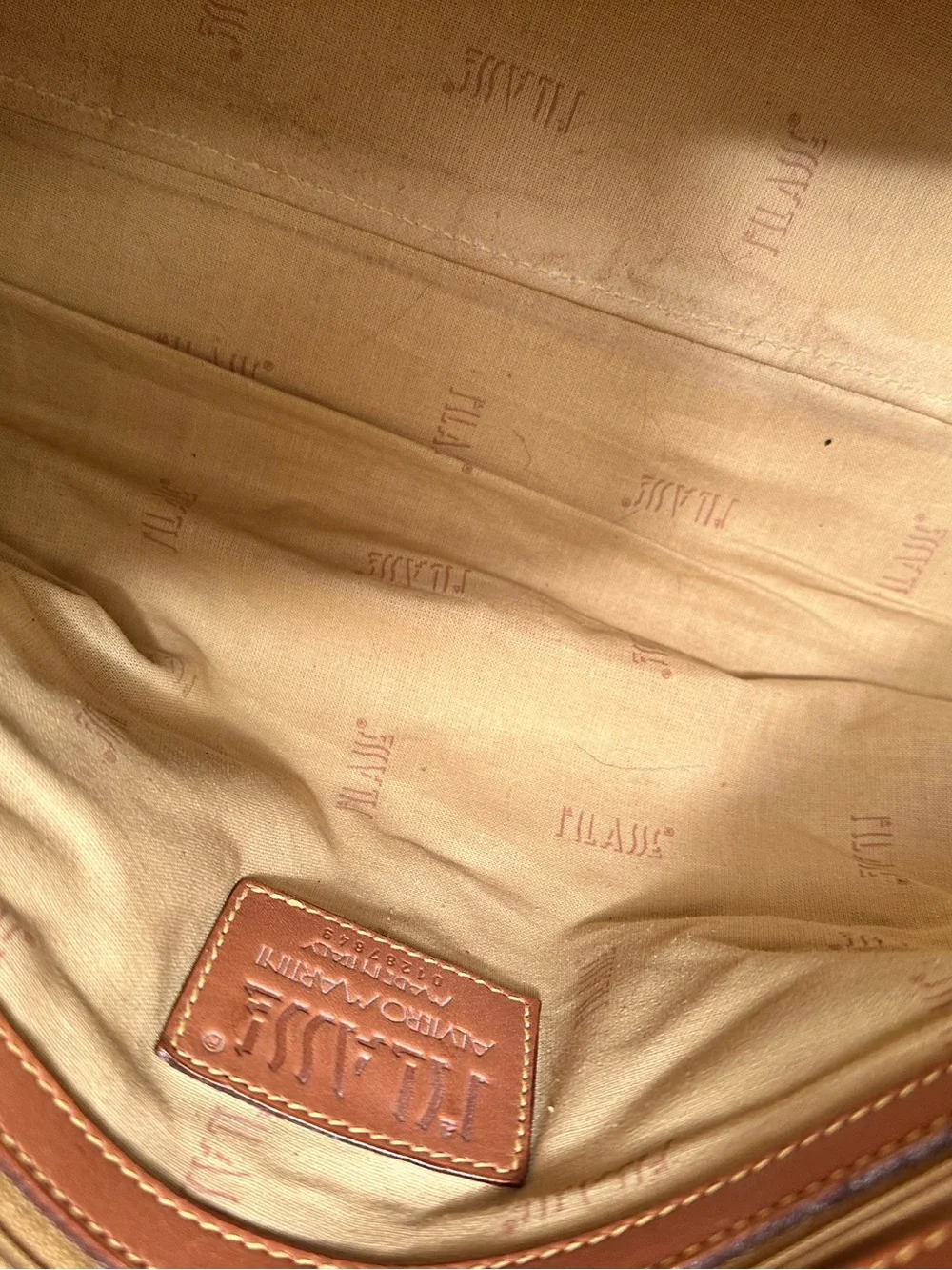 Alviero Martini Brown Geo-Print Leather Travel Weekender